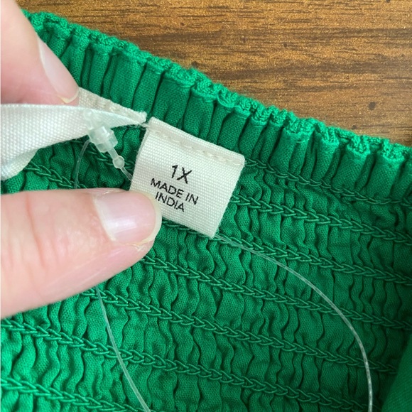 Destination 365 Regular Crinkle Chiffon Crochet Maxi Dress Emerald Green 1X NWT - Picture 8 of 16